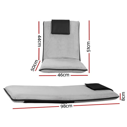 Artiss 2X Floor Lounge Sofa Bed Floor Cushion Velvet Grey - Mekamart Australia