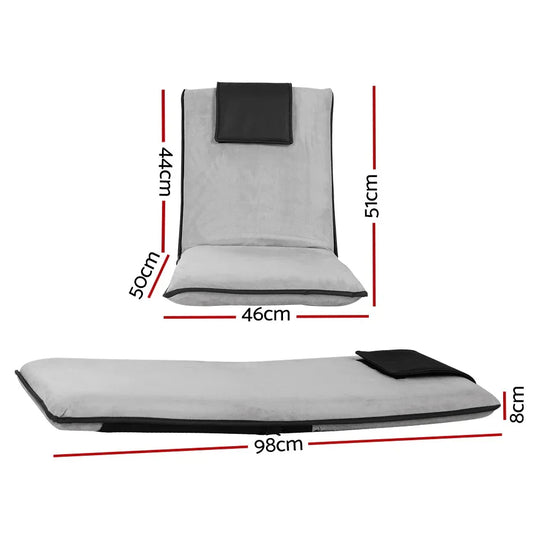 Artiss 2X Floor Lounge Sofa Bed Floor Cushion Velvet Grey - Mekamart Australia