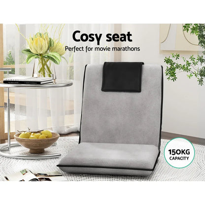 Artiss 2X Floor Lounge Sofa Bed Floor Cushion Velvet Grey - Mekamart Australia