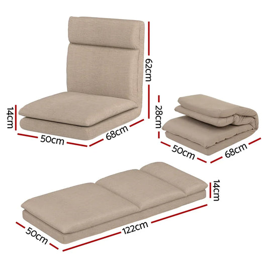 Artiss Floor Chair Sofa 1 Seater Linen Beige - Mekamart Australia