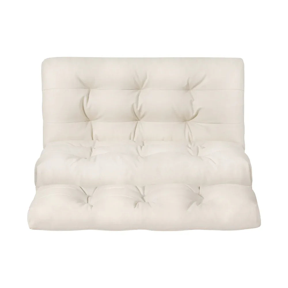 Artiss Floor Lounge Sofa Bed 2 Seater Pillow Leather White - Mekamart Australia