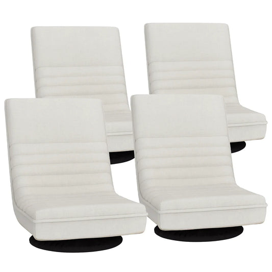 Artiss 4XFloor Chair Lounge Sofa Swivel Foldable Linen White - Mekamart Australia