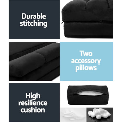 Artiss Floor Lounge Sofa Bed 2-seater Charcoal Suede - Mekamart Australia