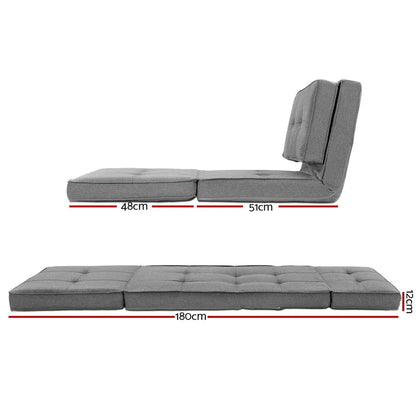 Artiss Floor Lounge Single Sofa Bed Grey Fabric - Mekamart Australia