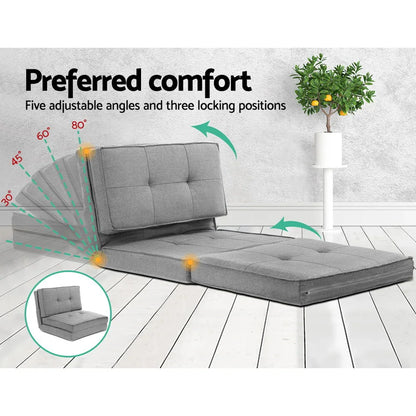 Artiss Floor Lounge Single Sofa Bed Grey Fabric - Mekamart Australia