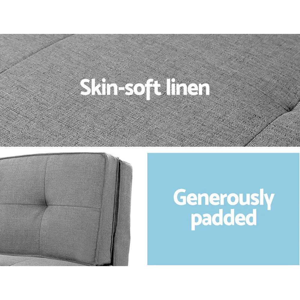 Artiss Floor Lounge Single Sofa Bed Grey Fabric - Mekamart Australia