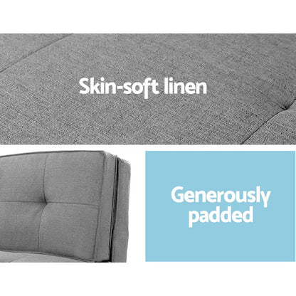 Artiss Floor Lounge Single Sofa Bed Grey Fabric - Mekamart Australia