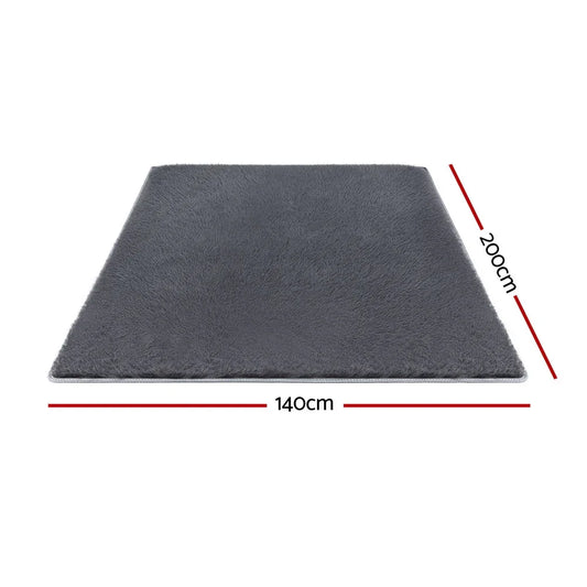Artiss Floor Rug 140x200cm Plush Area Shaggy Rug Living Room Bedroom Carpet Grey - Mekamart Australia