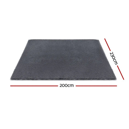 Artiss Floor Rug 200x230cm Plush Area Shaggy Rug Living Room Bedroom Carpet Grey - Mekamart Australia