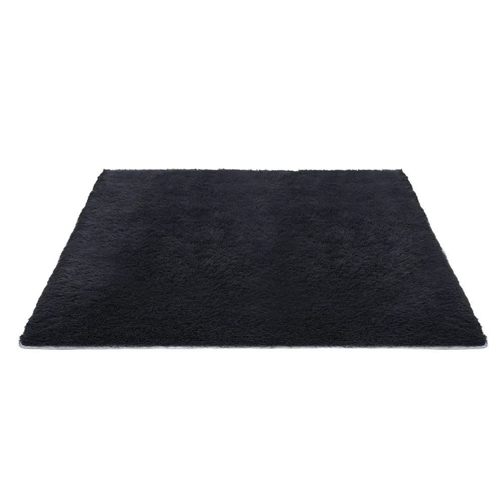 Artiss Floor Rug 200x290cm Plush Area Shaggy Rug Living Room Bedroom Carpet Black - Mekamart Australia