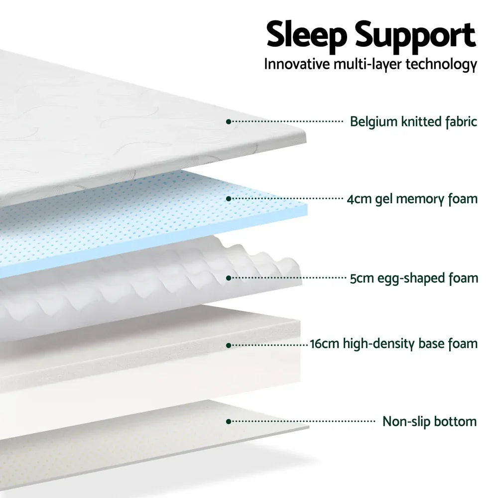 Giselle Bedding Memory Foam Mattress Bed Cool Gel Non Spring 25cm Double - Mekamart Australia