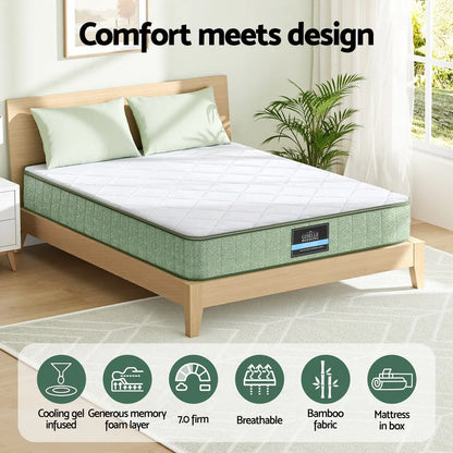 Giselle 25cm Memory Foam Mattress Dual Layer Zipper Cover Cool Charcoal Foam Mattresses Double - Mekamart Australia
