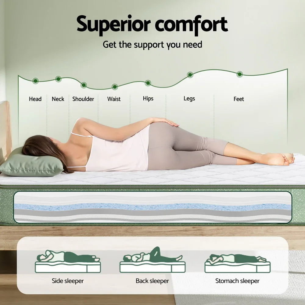 Giselle 25cm Memory Foam Mattress Dual Layer Zipper Cover Cool Charcoal Foam Mattresses King Single - Mekamart Australia