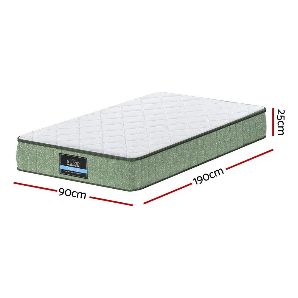 Giselle 25cm Memory Foam Mattress Dual Layer Zipper Cover Cool Charcoal Foam Mattresses Single - Mekamart Australia