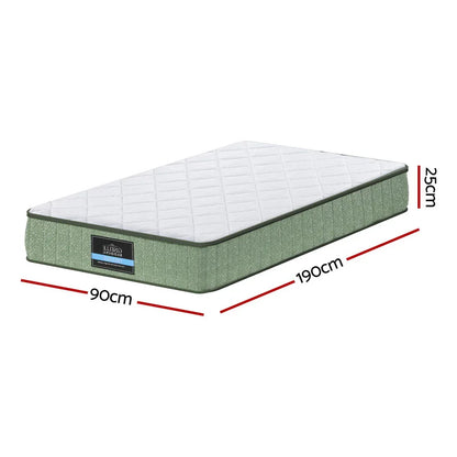 Giselle 25cm Memory Foam Mattress Dual Layer Zipper Cover Cool Charcoal Foam Mattresses Single - Mekamart Australia
