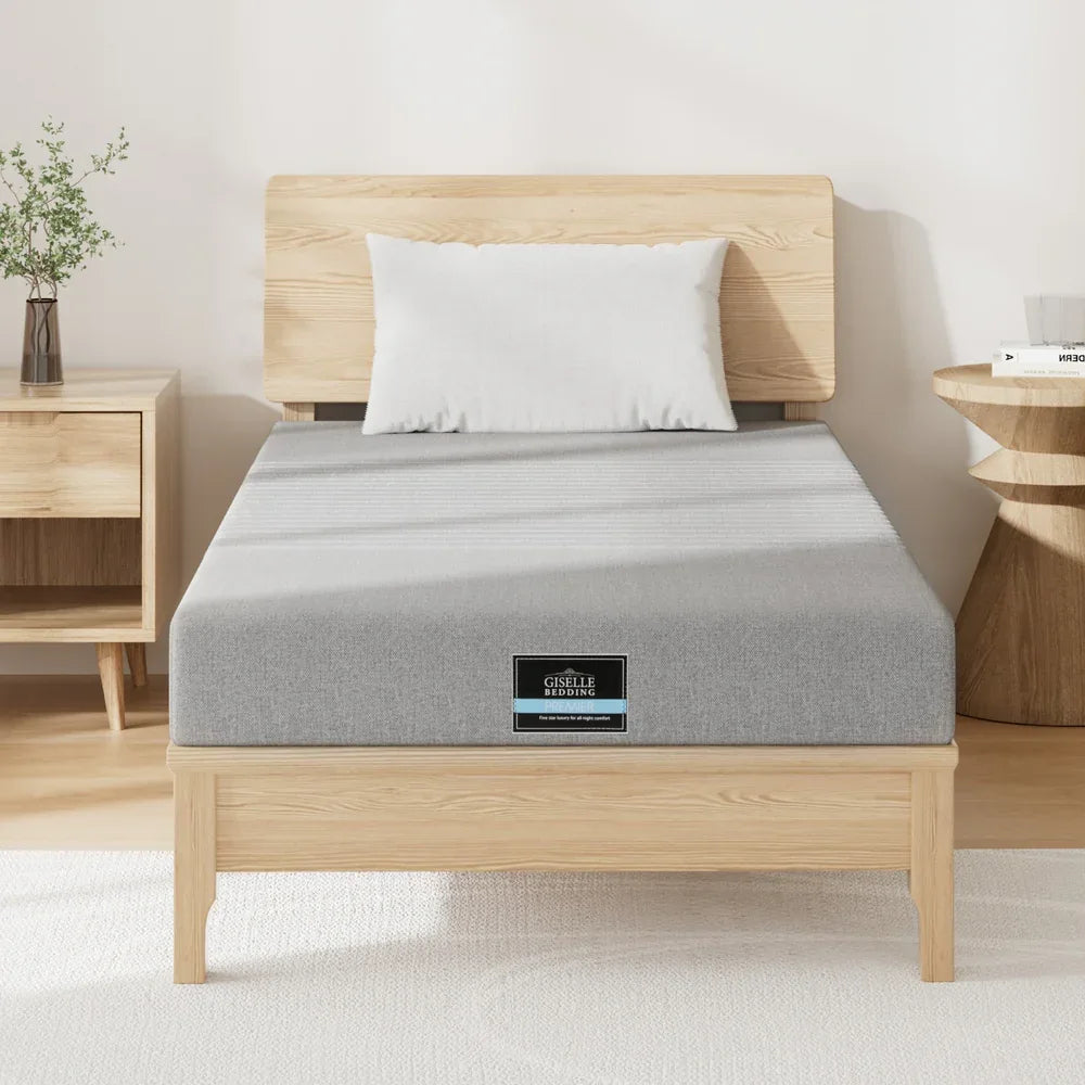 Giselle Bedding Cool Gel Memory Foam Mattress Charcoal 7-Zone Washable Bamboo Cover 15cm King Single - Mekamart Australia