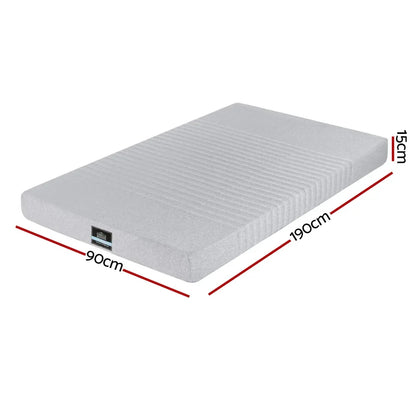 Giselle Bedding Cool Gel Memory Foam Mattress Charcoal 7-Zone Washable Bamboo Cover 15cm Single - Mekamart Australia