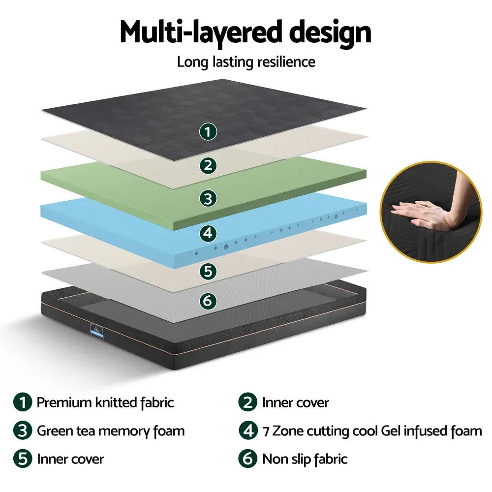 Giselle 18cm Memory Foam Mattress Green Tea Foam Cool Gel Foam Mattresses King - Mekamart Australia
