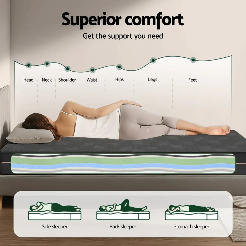 Giselle 18cm Memory Foam Mattress Green Tea Foam Cool Gel Foam Mattresses Queen - Mekamart Australia