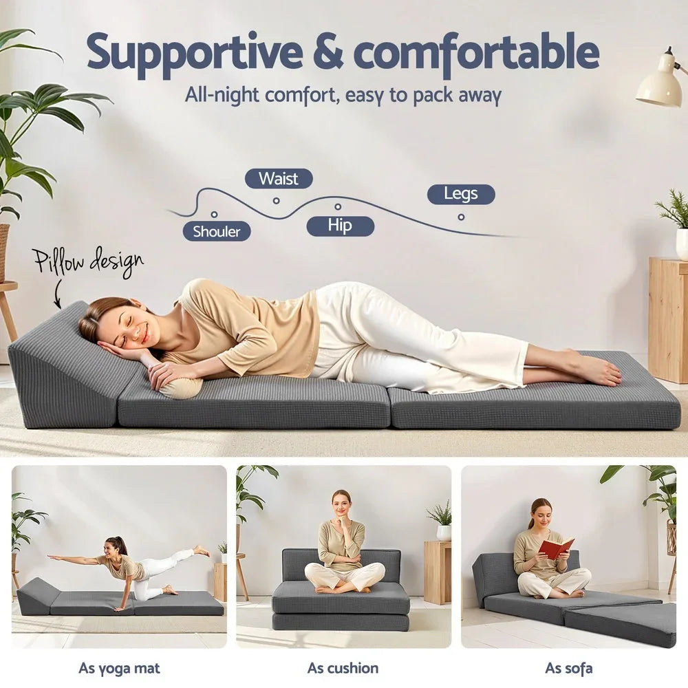 Giselle Foldable Mattress Folding Sofa Bed Trifold Sleeping Camping Cushion Mat - Mekamart Australia