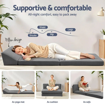 Giselle Foldable Mattress Folding Sofa Bed Trifold Sleeping Camping Cushion Mat - Mekamart Australia