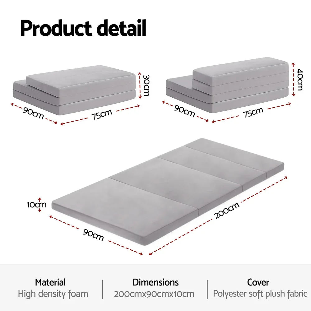 Giselle Foldable Mattress Folding Sofa Bed 4-fold Sleeping Camping Cushion Mat - Mekamart Australia