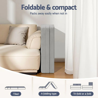 Giselle Foldable Mattress Folding Sofa Bed 4-fold Sleeping Camping Cushion Mat - Mekamart Australia