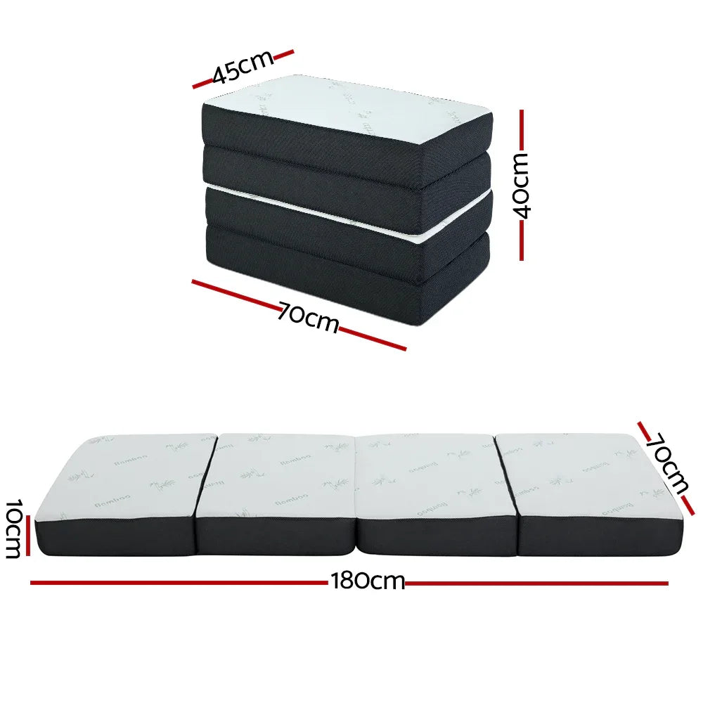 Giselle Bedding Foldable Mattress Folding Foam Sofa Bed Mat Bamboo - Mekamart Australia