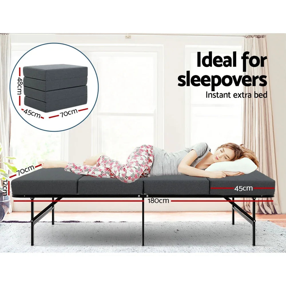 Giselle Bedding Foldable Mattress Folding Foam Single Grey - Mekamart Australia