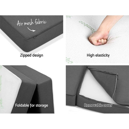 Giselle Bedding Foldable Mattress Folding Foam Single Bamboo - Mekamart Australia