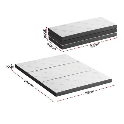 Giselle Foldable Mattress Folding Foam Mattresses Bamboo Queen - Mekamart Australia