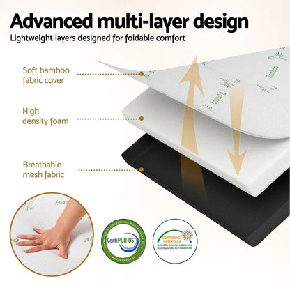 Giselle Foldable Mattress Folding Foam Mattresses Bamboo Queen - Mekamart Australia