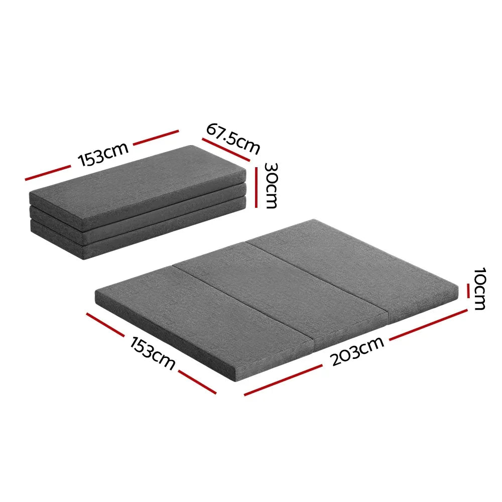 Giselle Bedding Foldable Mattress Folding Foam Queen Grey - Mekamart Australia