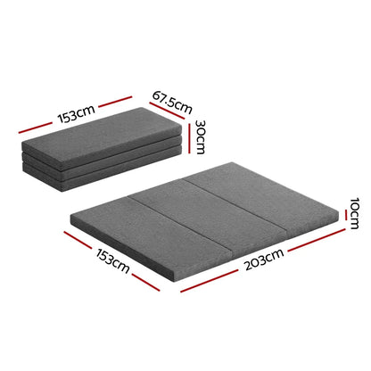 Giselle Bedding Foldable Mattress Folding Foam Queen Grey - Mekamart Australia
