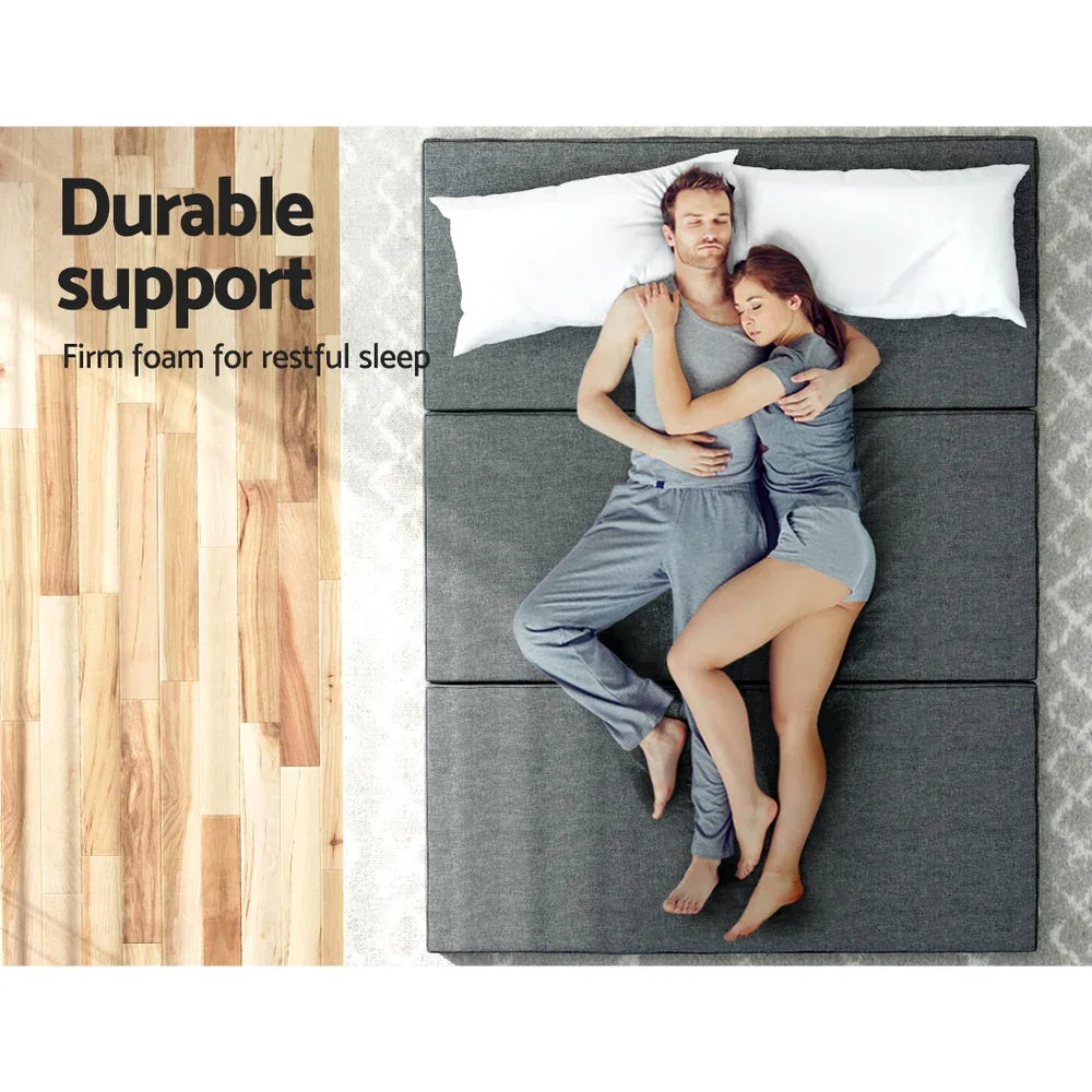 Giselle Bedding Foldable Mattress Folding Foam Queen Grey - Mekamart Australia