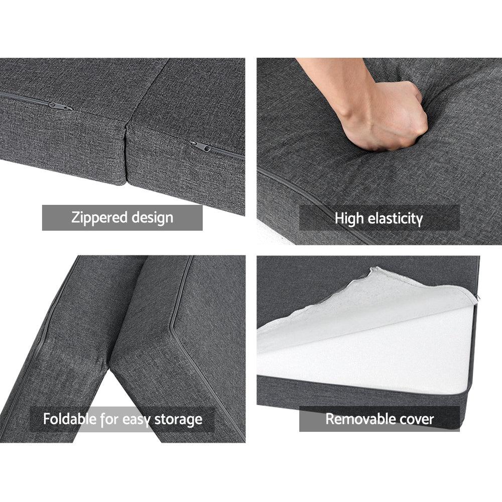 Giselle Bedding Foldable Mattress Folding Foam Queen Grey - Mekamart Australia