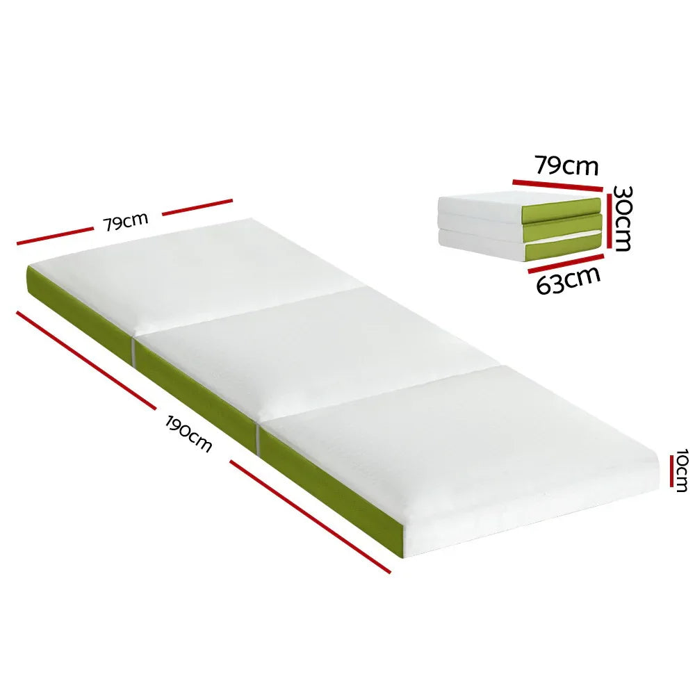 Giselle Bedding Foldable Mattress Folding Foam Trifold Green - Mekamart Australia