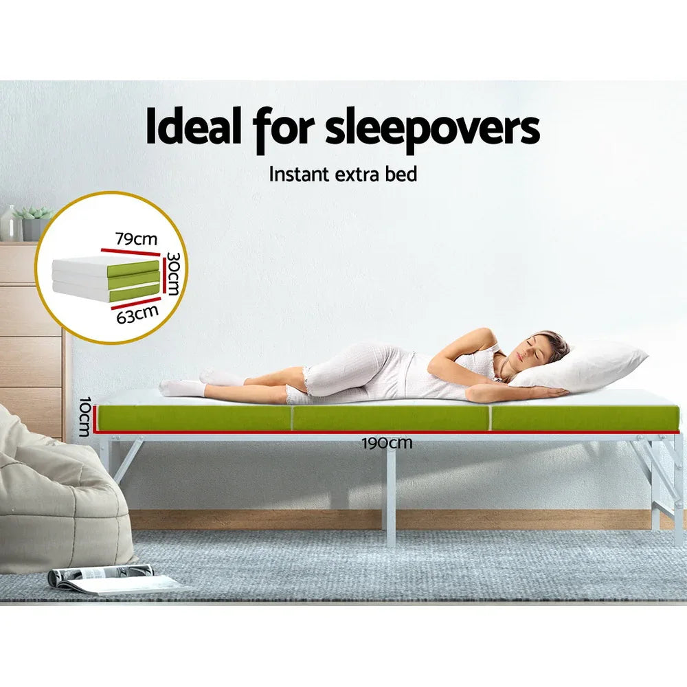 Giselle Bedding Foldable Mattress Folding Foam Trifold Green - Mekamart Australia
