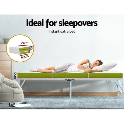 Giselle Bedding Foldable Mattress Folding Foam Trifold Green - Mekamart Australia