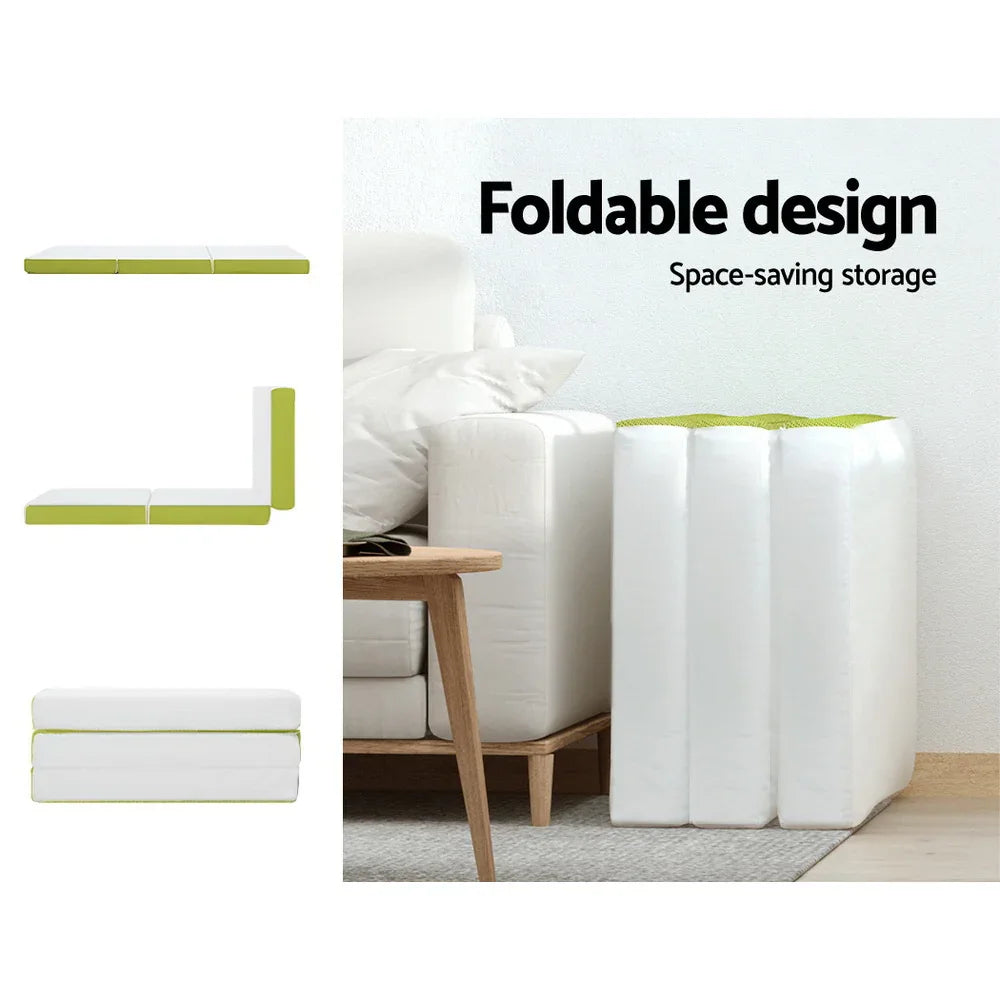 Giselle Bedding Foldable Mattress Folding Foam Trifold Green - Mekamart Australia