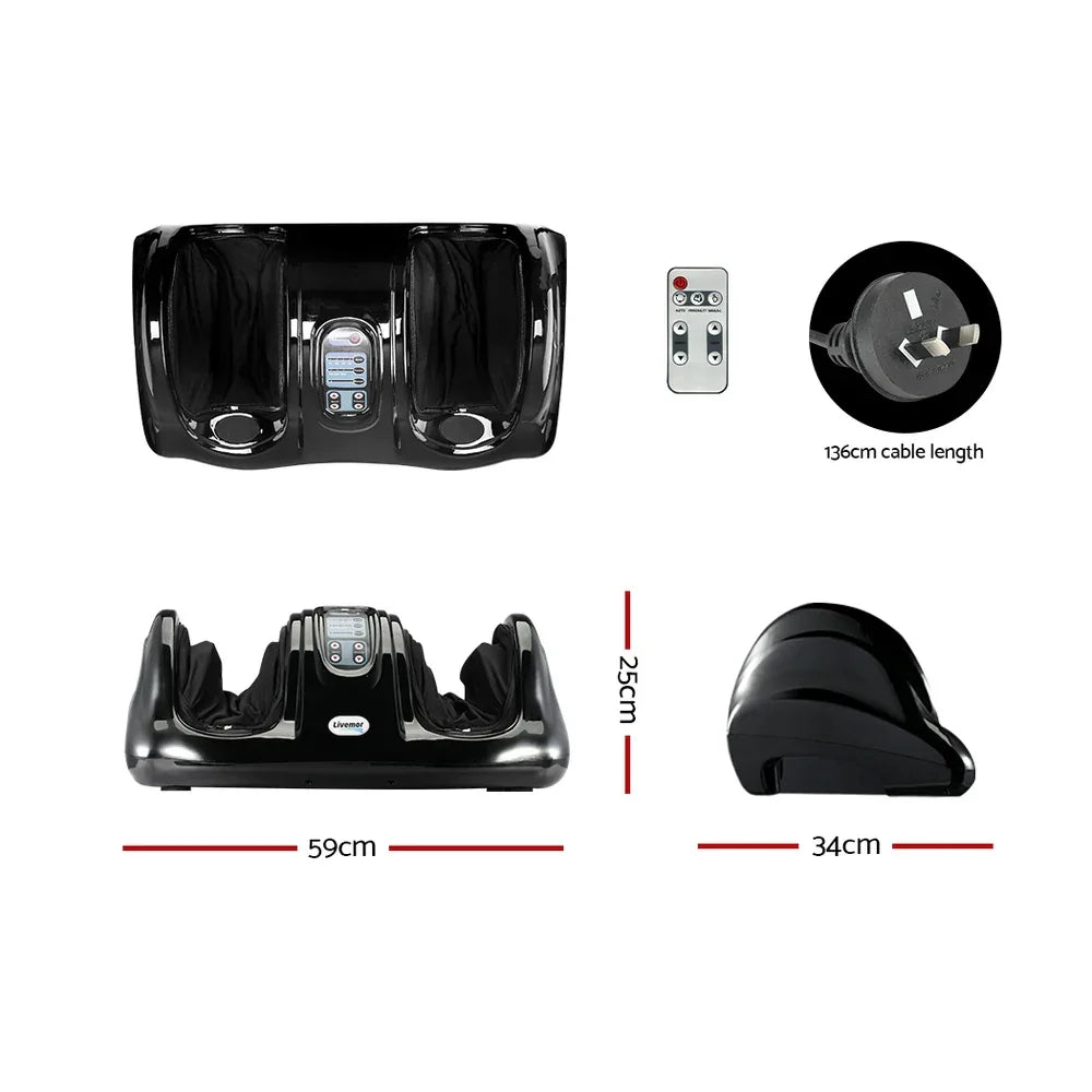Livemor Foot Massager Shiatsu Massagers Electric Remote Roller Kneading Black - Mekamart Australia