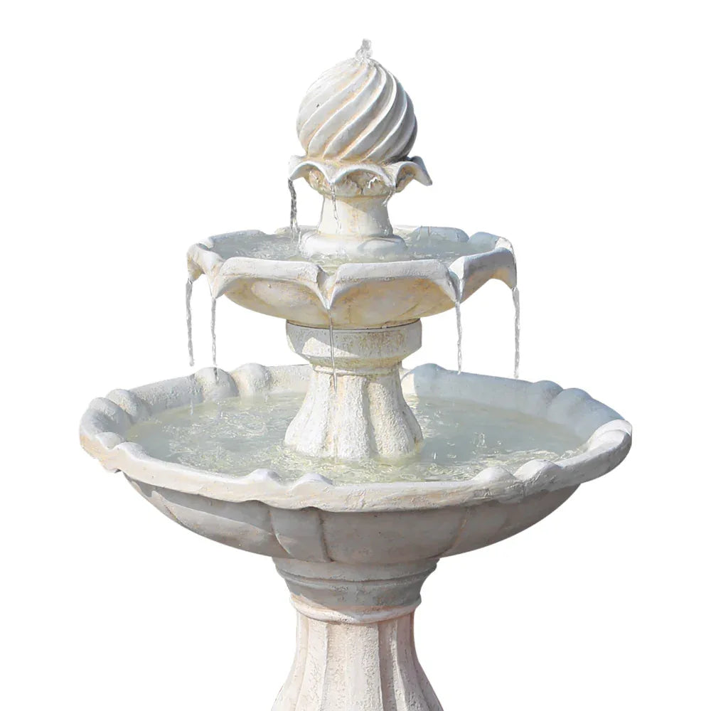 Gardeon Solar Water Feature 3-Tier Fountain with Pump Kit Bird Bath 93CM Ivory - Mekamart Australia