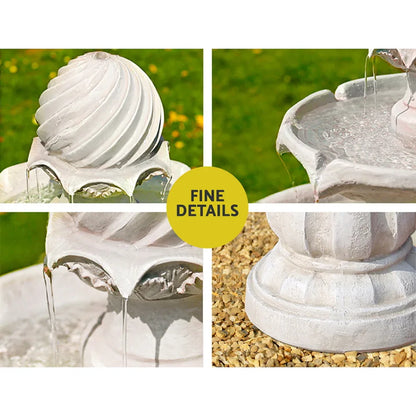 Gardeon Solar Water Feature 3-Tier Fountain with Pump Kit Bird Bath 93CM Ivory - Mekamart Australia