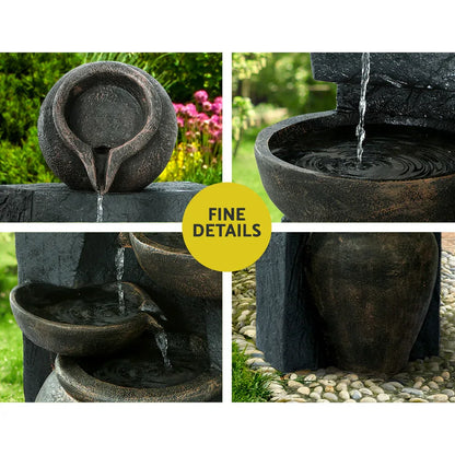 Gardeon Solar Water Feature Cascading Fountain 5 Tiered Bowl Bird Bath 99CM - Mekamart Australia