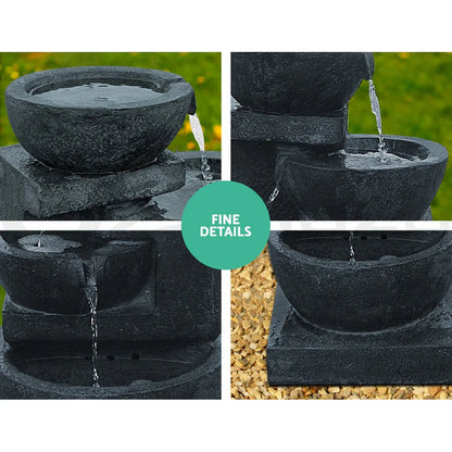 Gardeon Solar Water Feature Cascading Fountain 4-Tier Bowl LED Lights 72CM Blue - Mekamart Australia