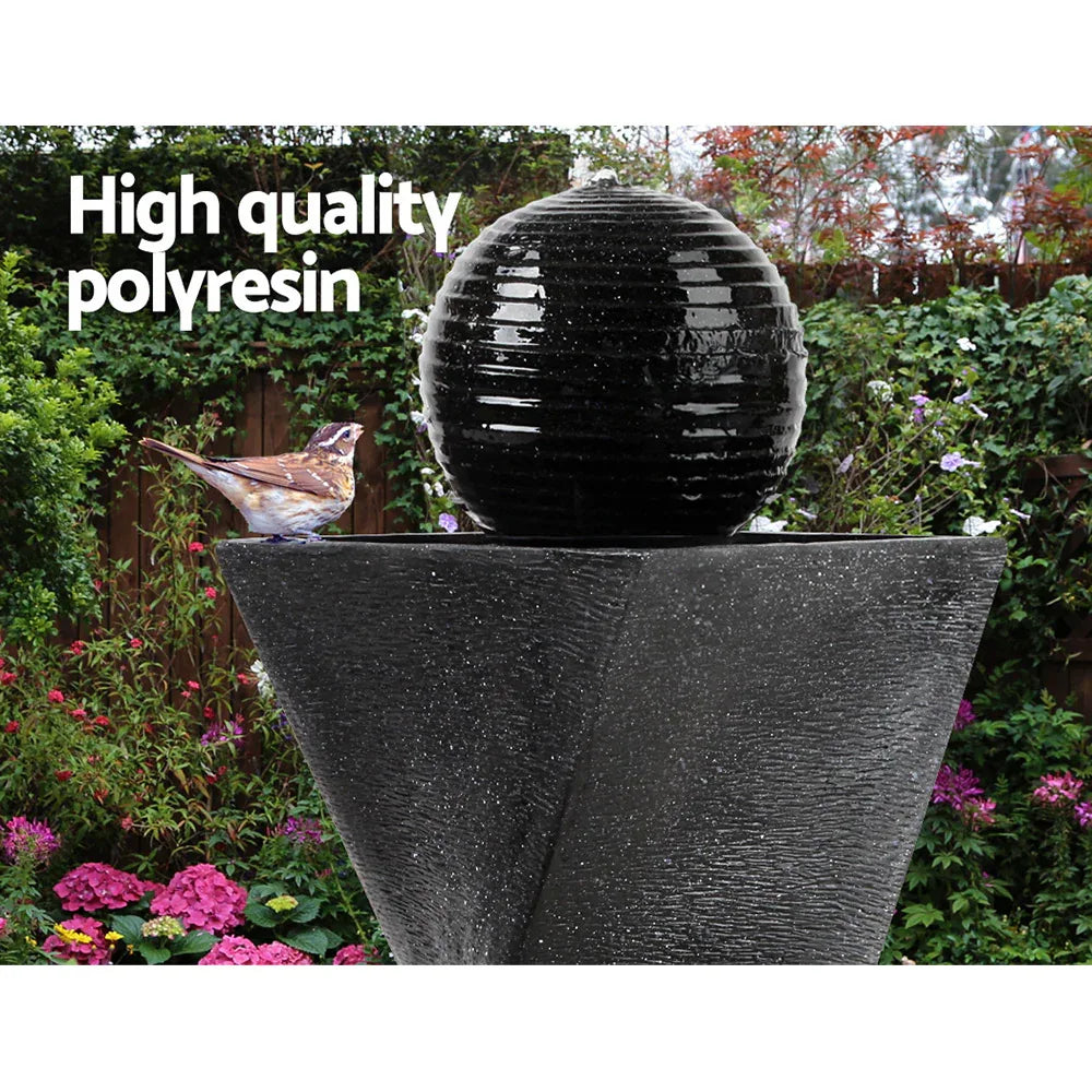 Gardeon Solar Water Feature Twisted Fountain LED Light Bird Bath 85CM Black - Mekamart Australia