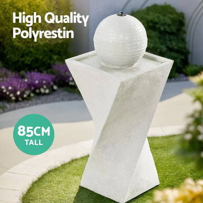 Gardeon Solar Fountain Water Feature Bird Bath Outdoor Garden LED Lights Ball 85CM - Mekamart Australia