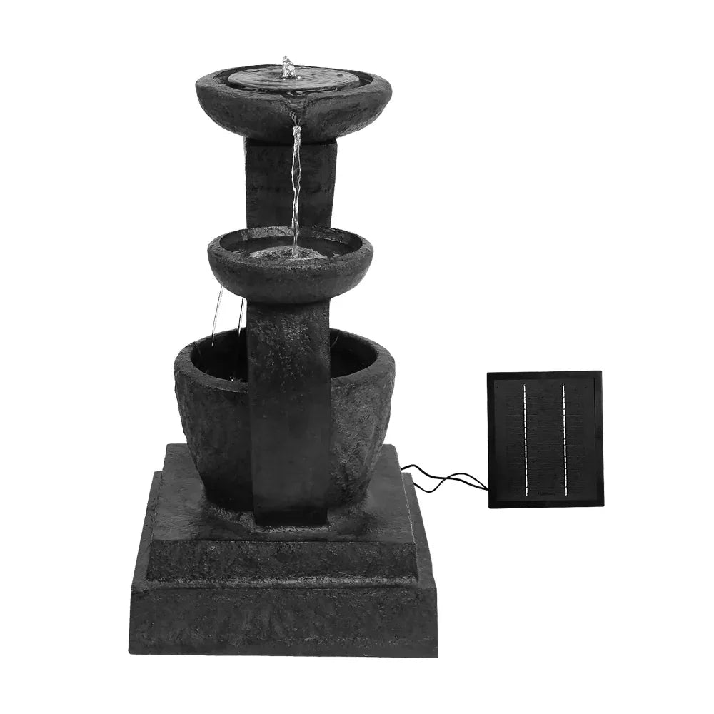 Gardeon Solar Water Feature Cascading Fountain 3-Tier Mushroom LED Light 70CM - Mekamart Australia