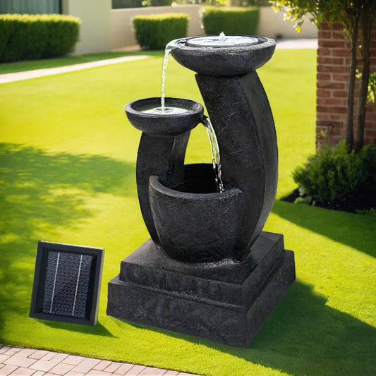Gardeon Solar Water Feature Cascading Fountain 3-Tier Mushroom LED Light 70CM - Mekamart Australia