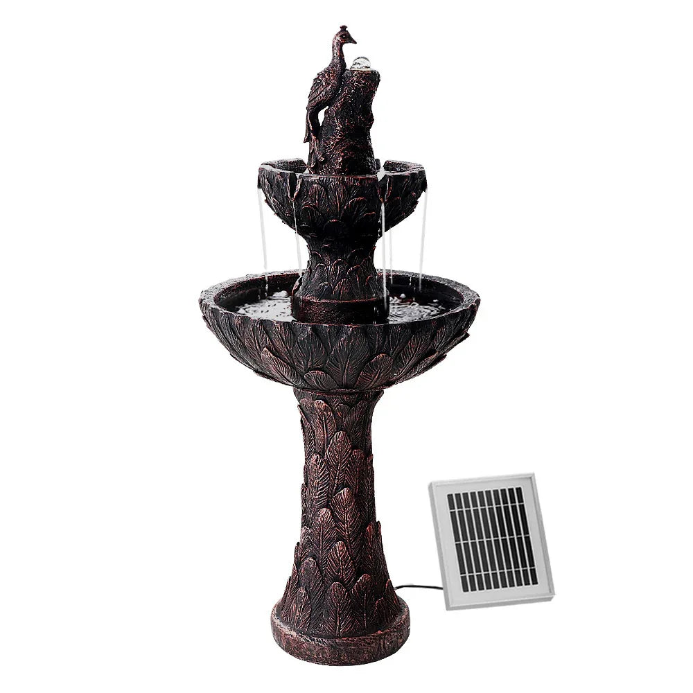 Gardeon Solar Water Feature Tier Fountain with Pump Kit Bird Bath 106CM Peacock - Mekamart Australia